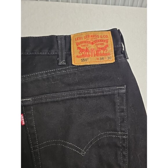 Levis 550 Relaxed Fit Black Jeans Mens Sz 38 x 30 Straight Leg Excellent - Picture 2 of 5
